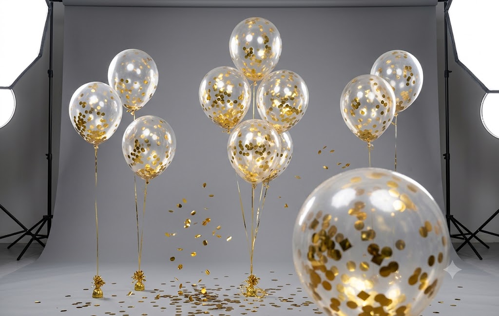 Lupitas Gift And Party Supplies 11 Inch Gold Confetti Latex Balloons