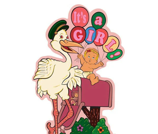 Girl Stork white stork decoration standee by Lupitas Gift And Party Supplies