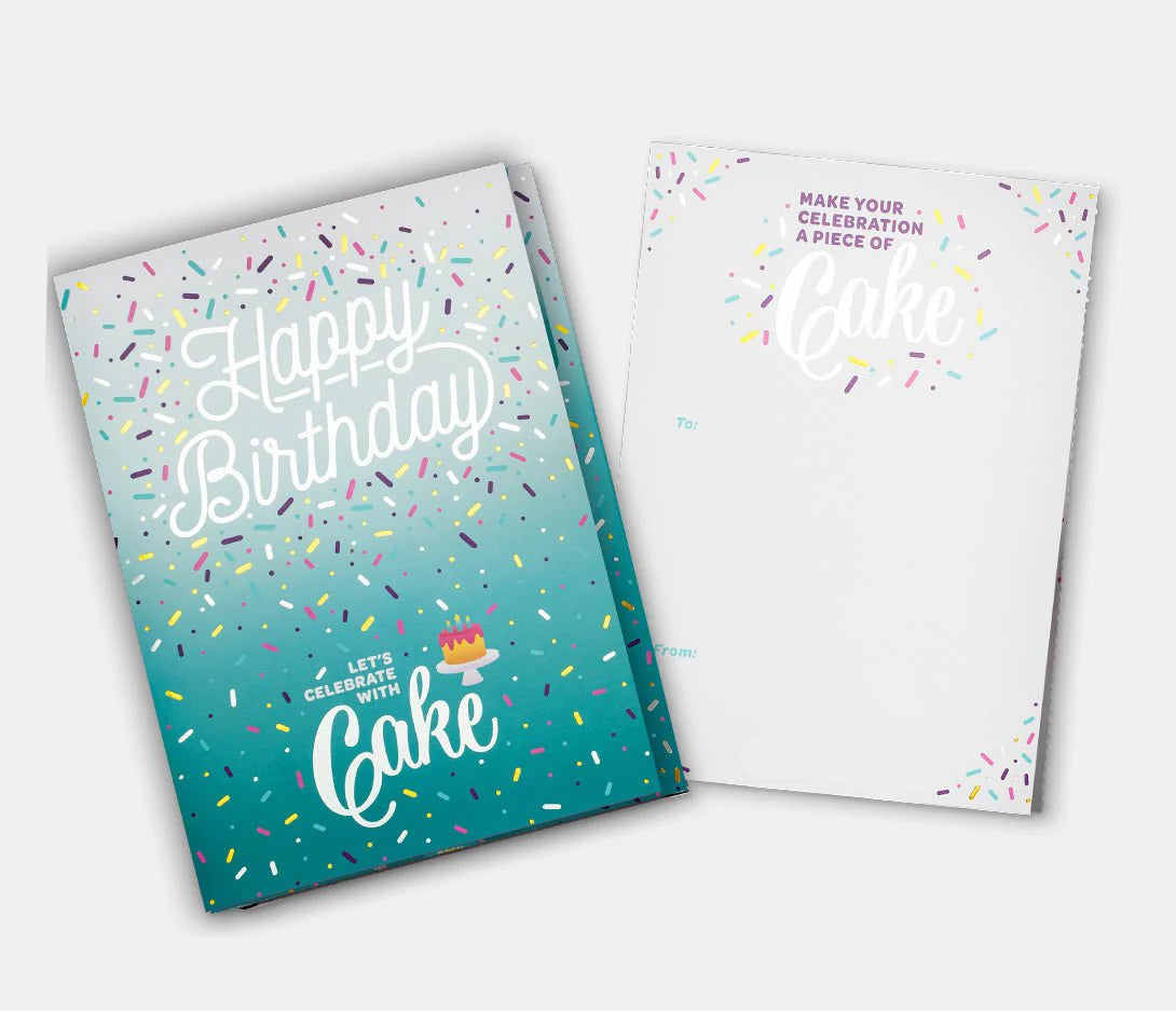 Teal birthday cake greeting card by Lupitas Gift And Party Supplies
