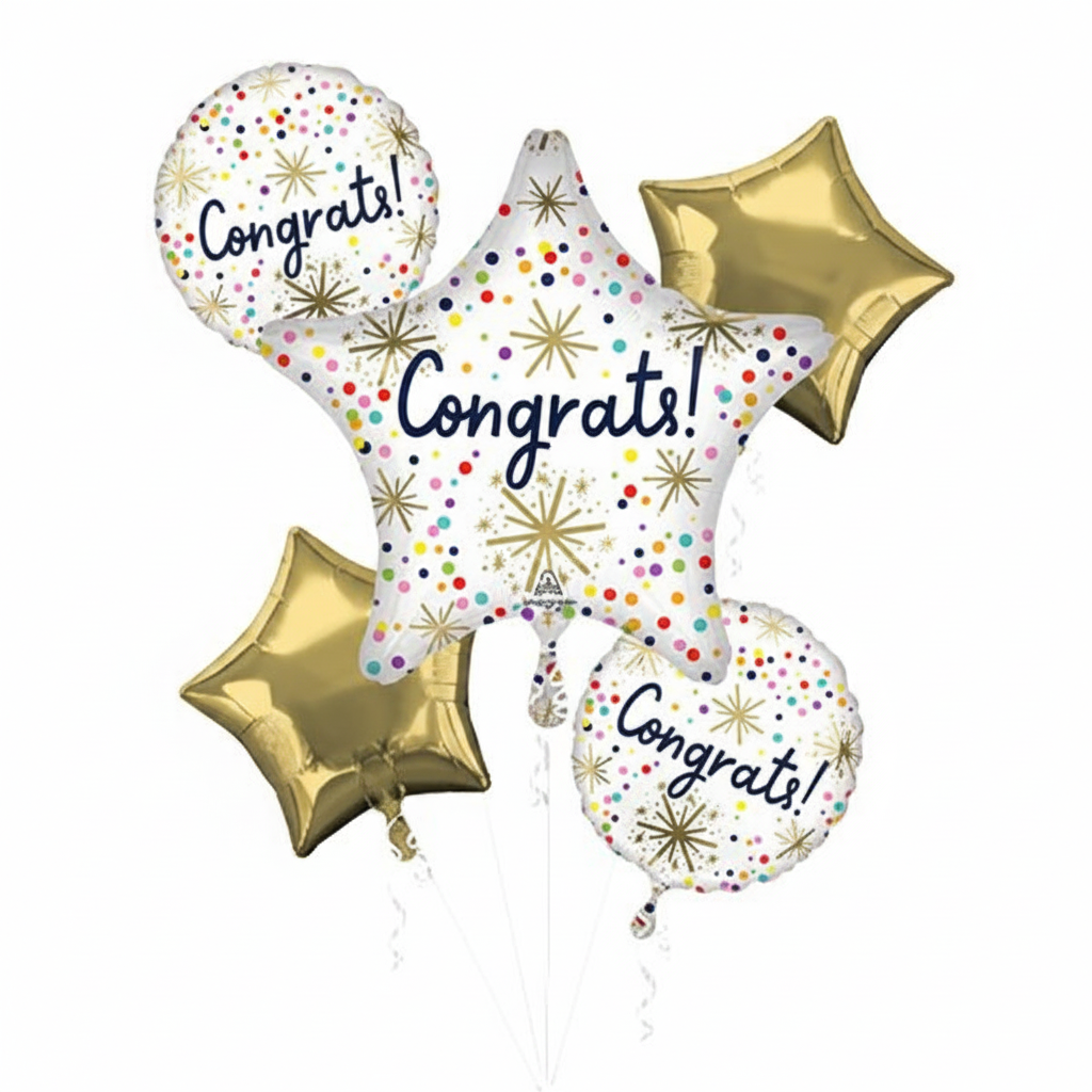 Congrats foil balloon bouquet full set by Lupitas Gift And Party Supplies