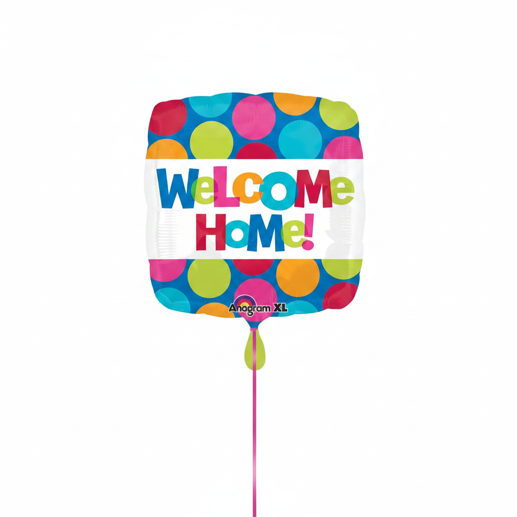 Square Welcome Home Mylar balloon by Lupitas Gift And Party Supplies
